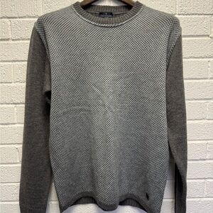 Trussardi Jeans Gray Crewneck Sweater Textured Knit Large Vintage